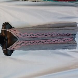 Rainforest Cafe Embroidered Cotton blend Dress XLarge, gray & neon pink